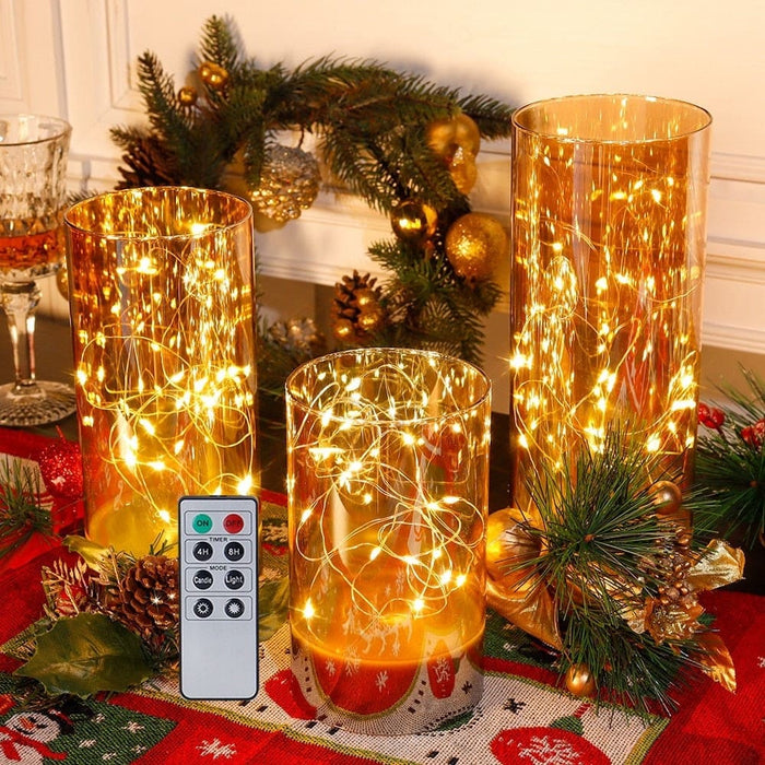 3pcs Flameless Battery Powered Led Candles with 8 Key