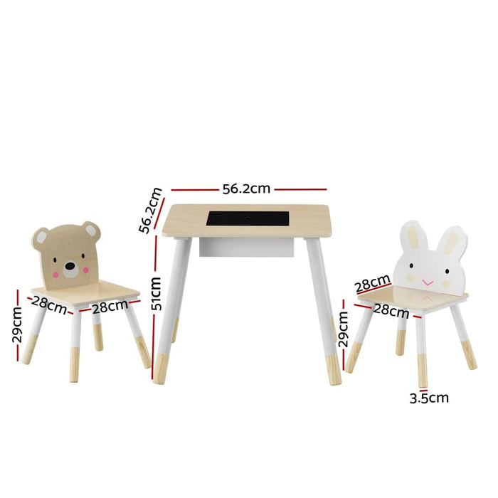 3pcs Kids Table and Chairs Set Activity Desk Chalkboard Toy