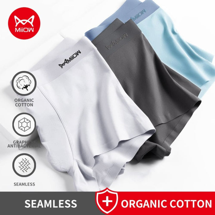 3pcs Organic Cotton Men Underpants Boxers Shorts Graphene