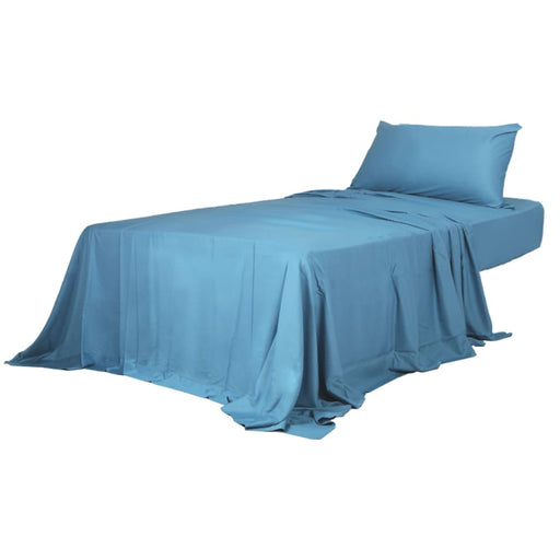 3pcs Sinigle Size 100% Bamboo Bed Sheet Set In Blue Colour