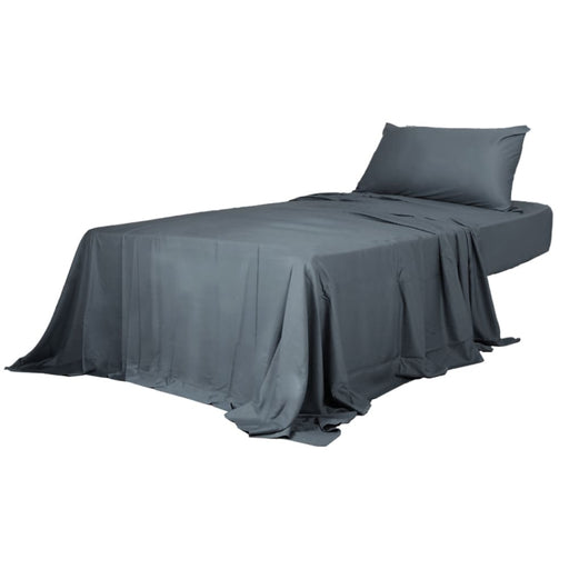 3pcs Sinigle Size 100% Bamboo Bed Sheet Set In Charcoal