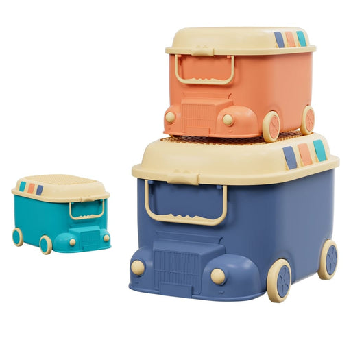 3pcs Toy Storage Box Cute Car Container Kids Toys Organiser