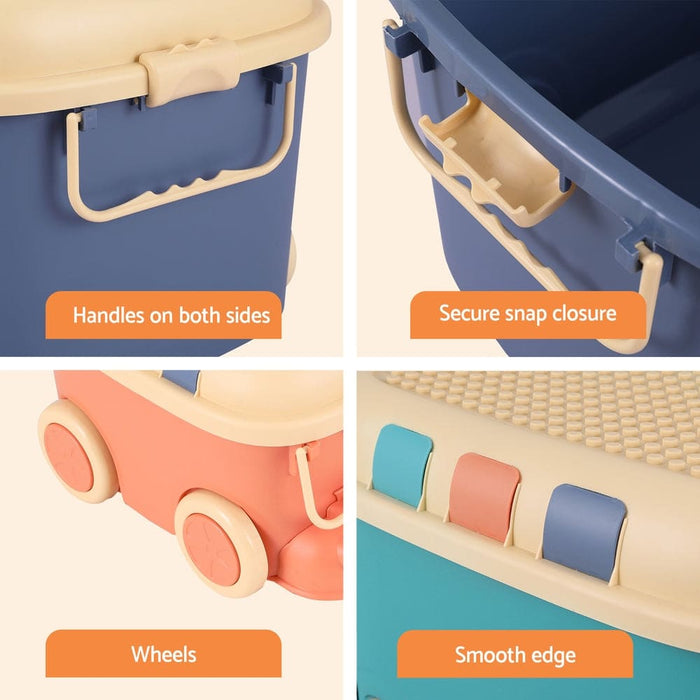 3pcs Toy Storage Box Cute Car Container Kids Toys Organiser