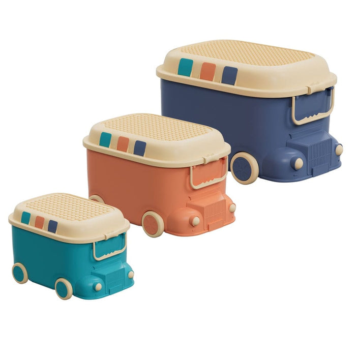 3pcs Toy Storage Box Cute Car Container Kids Toys Organiser