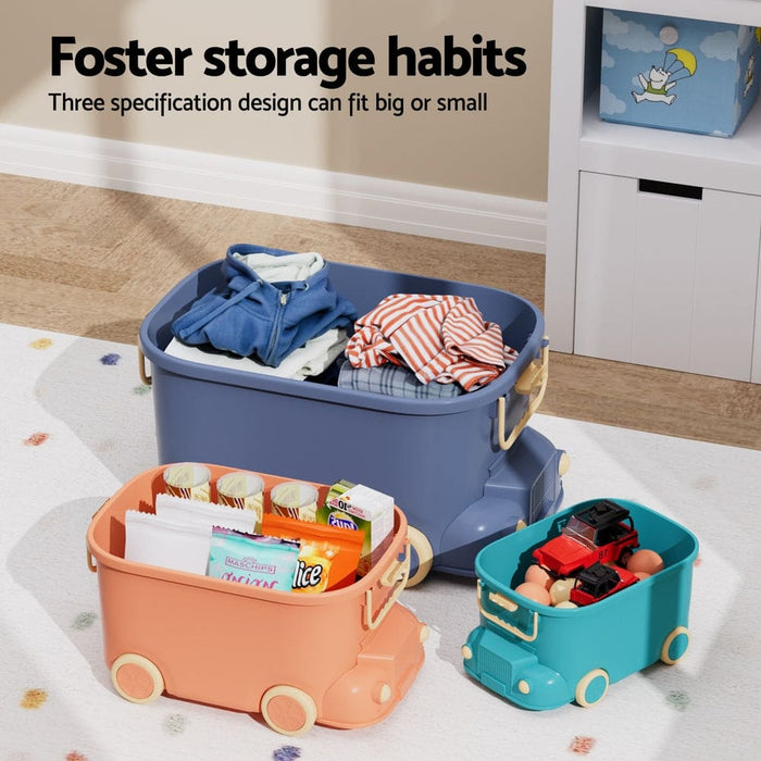 3pcs Toy Storage Box Cute Car Container Kids Toys Organiser