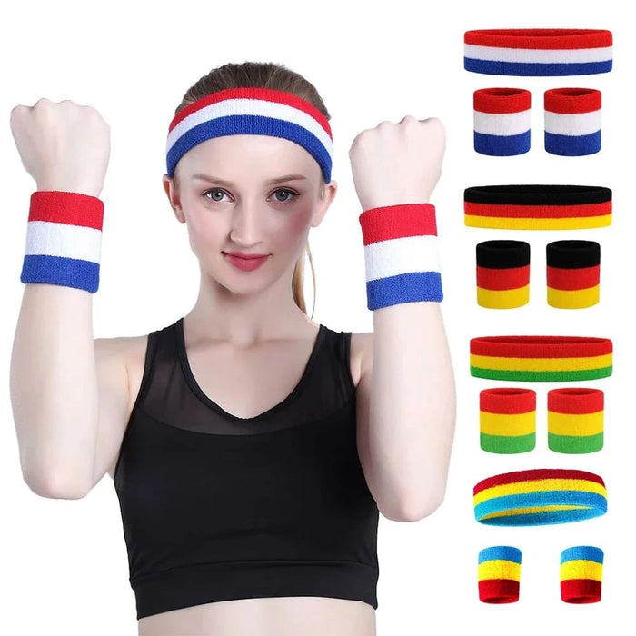 3pcs/set Sports Striped Cotton Sweatbands for Men Women