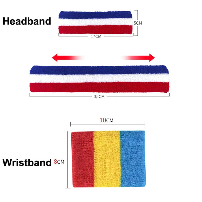 3pcs/set Sports Striped Cotton Sweatbands for Men Women