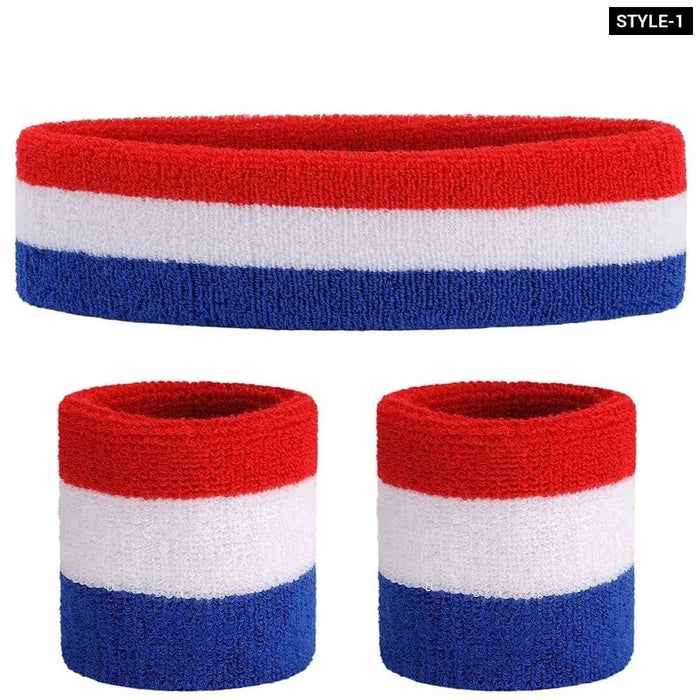 3pcs/set Sports Striped Cotton Sweatbands for Men Women