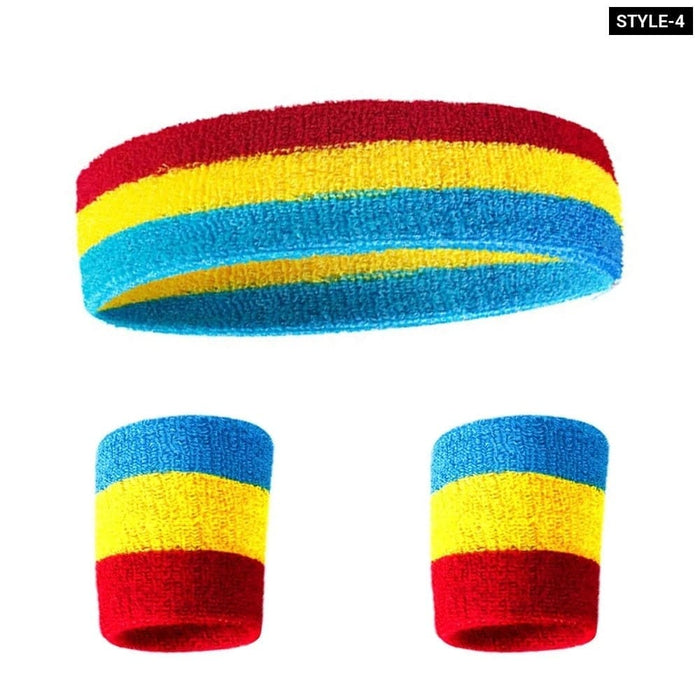 3pcs/set Sports Striped Cotton Sweatbands for Men Women