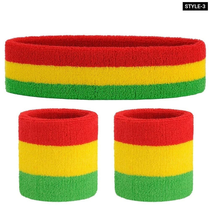 3pcs/set Sports Striped Cotton Sweatbands for Men Women