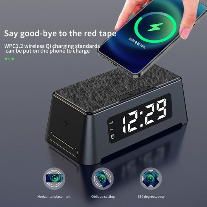 4 In 1 15w Qi Alarm Clock Wireless Charger Pad