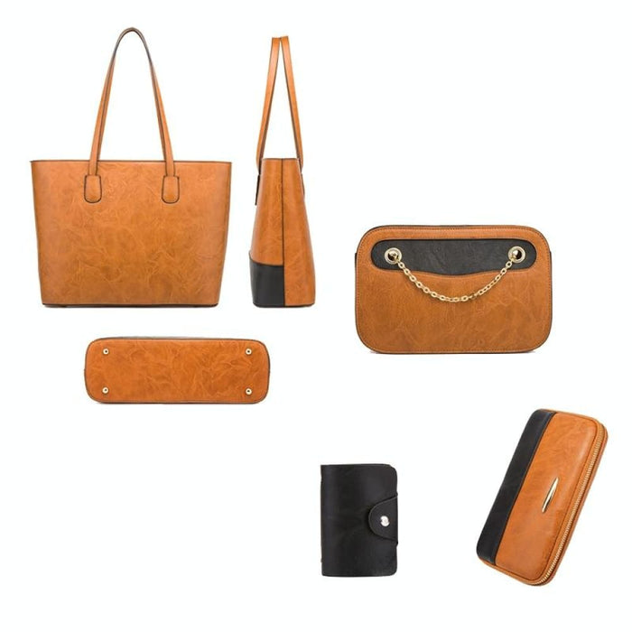 4 In 1 Colour Block Messenger Handbag Large Capacity Lady