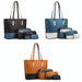 4 In 1 Colour Block Messenger Handbag Large Capacity Lady