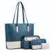 4 In 1 Colour Block Messenger Handbag Large Capacity Lady