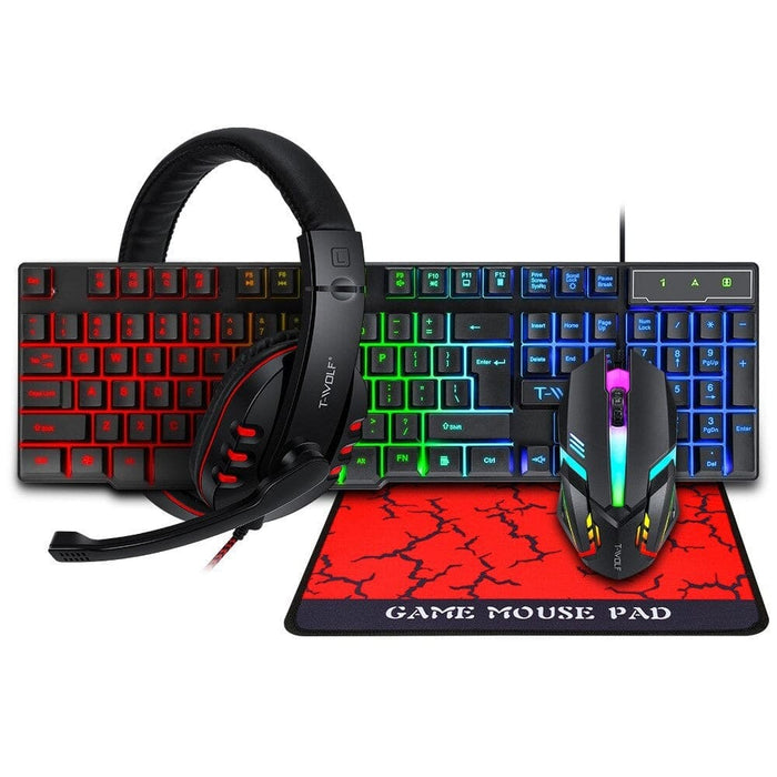 4 in 1 Rgb Ergonomic Light Mechanical Feel Gaming Keyboard
