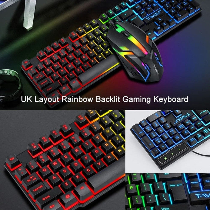 4 in 1 Rgb Ergonomic Light Mechanical Feel Gaming Keyboard
