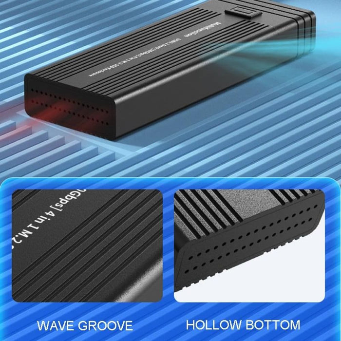 4 In 1 M.2 Nvme Sata Ssd Enclosure With Usb Hub