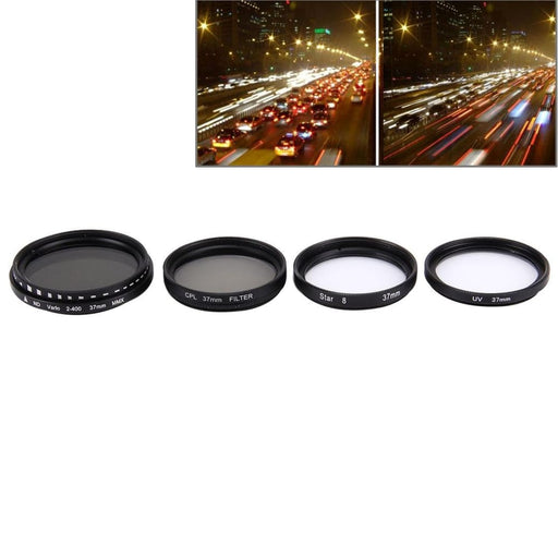4 In 1 Professional 37mm Lens Filter Cpl Uv Nd2 400 Star 8