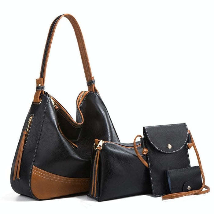 4 In 1 Simple Colour Block Diagonal Handbags Fashion Large