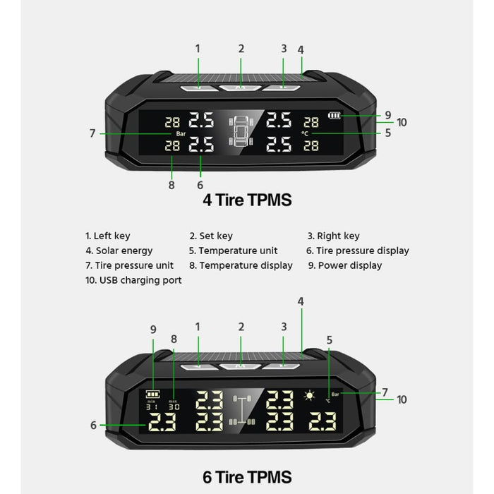 4 6 Sensor Car Tire Pressure Alarm Monitor System