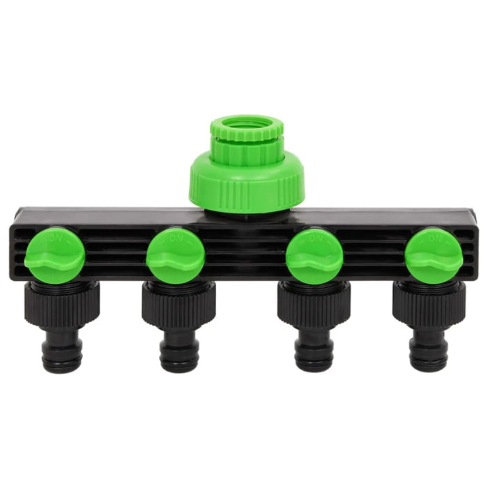 4-way Tap Adaptor Green and Black 19.5x6x11 Cm Abs & Pp