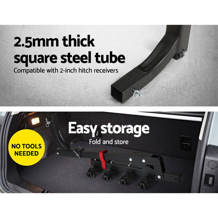 4 Bicycle Bike Carrier Rack for Car Rear Hitch Mount 2’