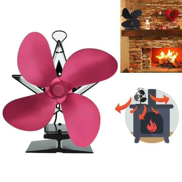 4-blade Aluminum Heat Powered Fireplace Stove Fan