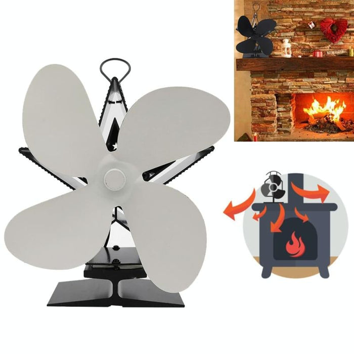 4-blade Aluminum Heat Powered Fireplace Stove Fan