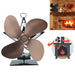 4-blade Aluminum Heat Powered Fireplace Stove Fan