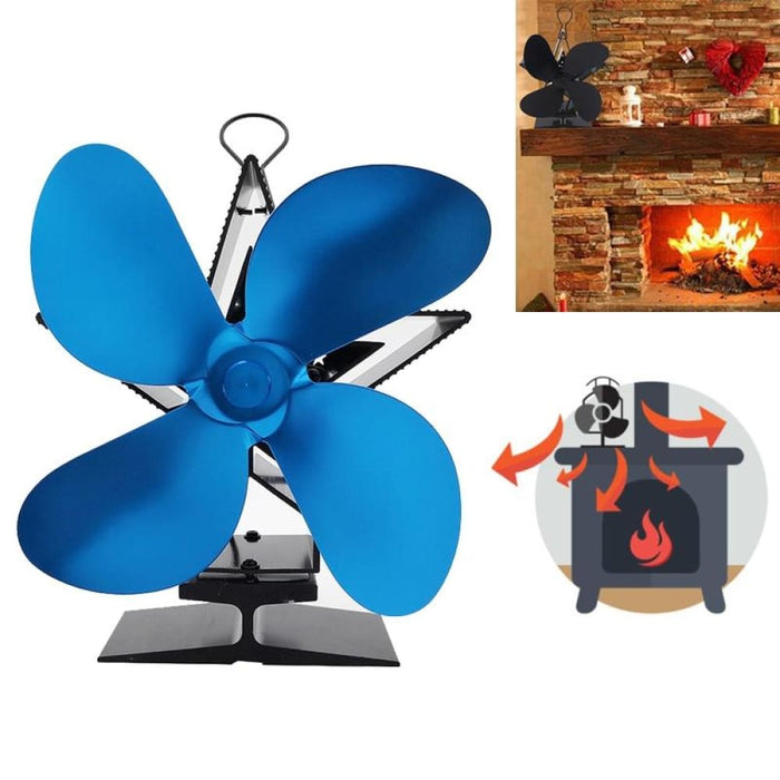 4-blade Aluminum Heat Powered Fireplace Stove Fan