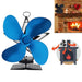 4-blade Aluminum Heat Powered Fireplace Stove Fan