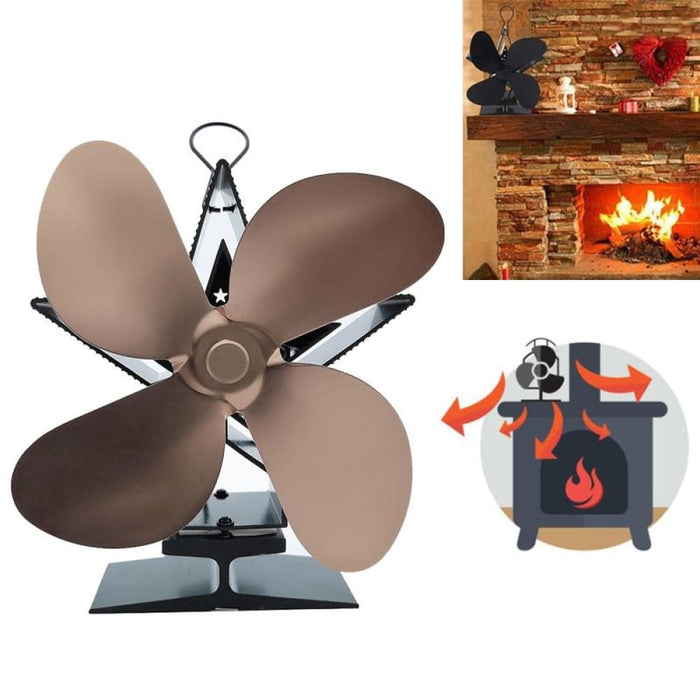 4-blade Aluminum Heat Powered Fireplace Stove Fan