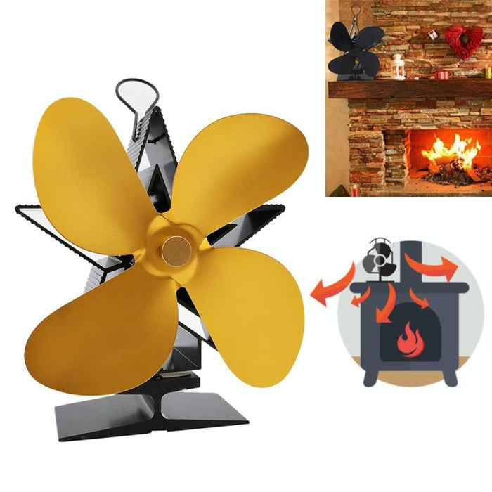 4-blade Aluminum Heat Powered Fireplace Stove Fan