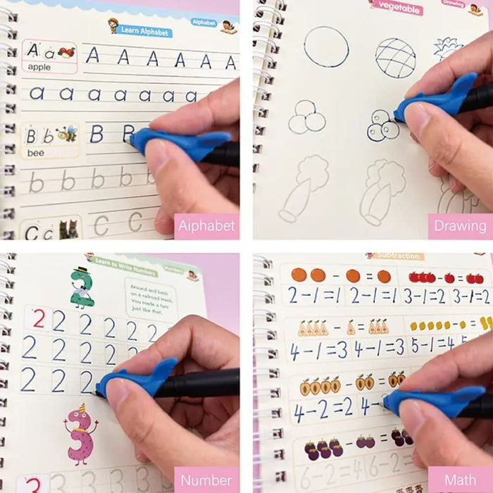 4 Books Pen Magic Copy Book for Kids English Writing