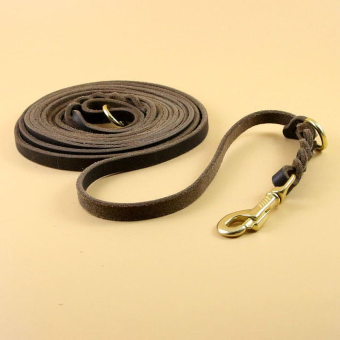4.7m Braided Leather Dog Leash
