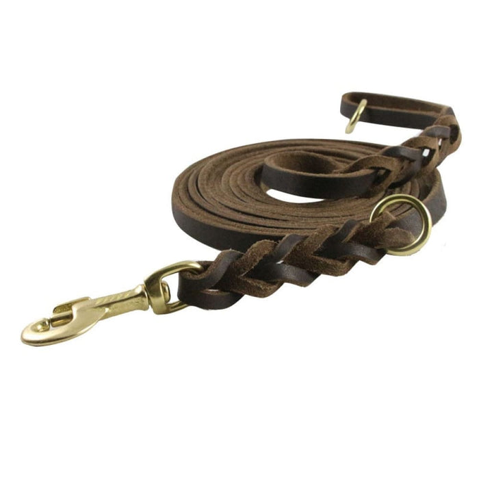 4.7m Braided Leather Dog Leash