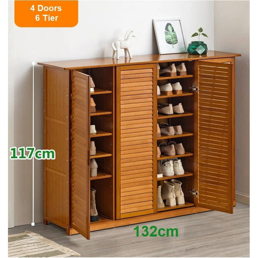 4 Doors 6 Tier Without Drawer Bamboo Large Capacity Storage