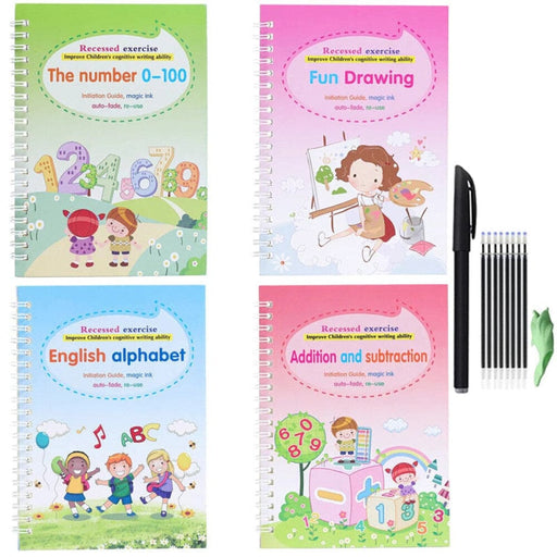4 English Copybooks Magic Copy Book with Disappearing Ink