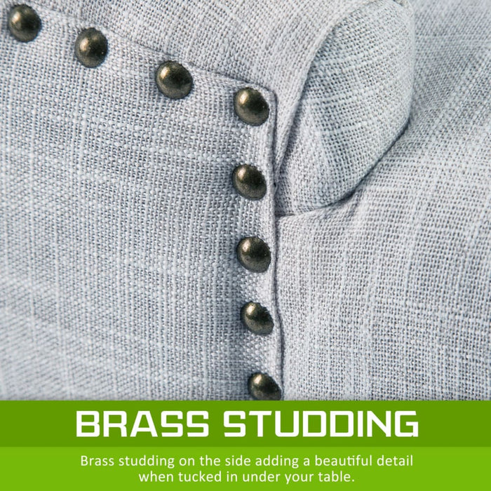 4 Set Grey French Provincial Dining Chair Amour Oak Leg