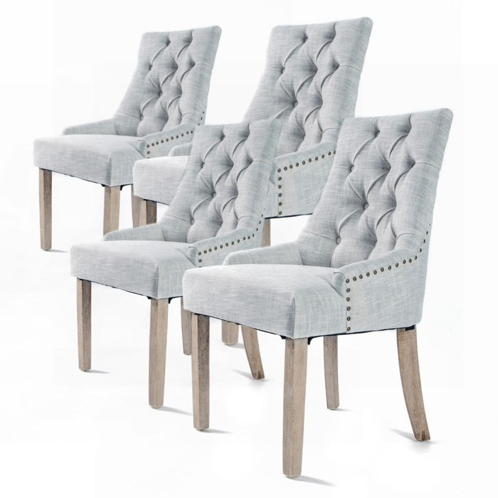 4 Set Grey French Provincial Dining Chair Amour Oak Leg