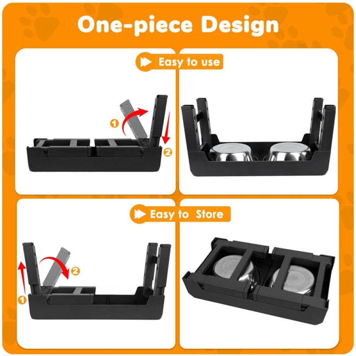 4 Height Adjustable Non-slip Pet Food Water Bowl for Small