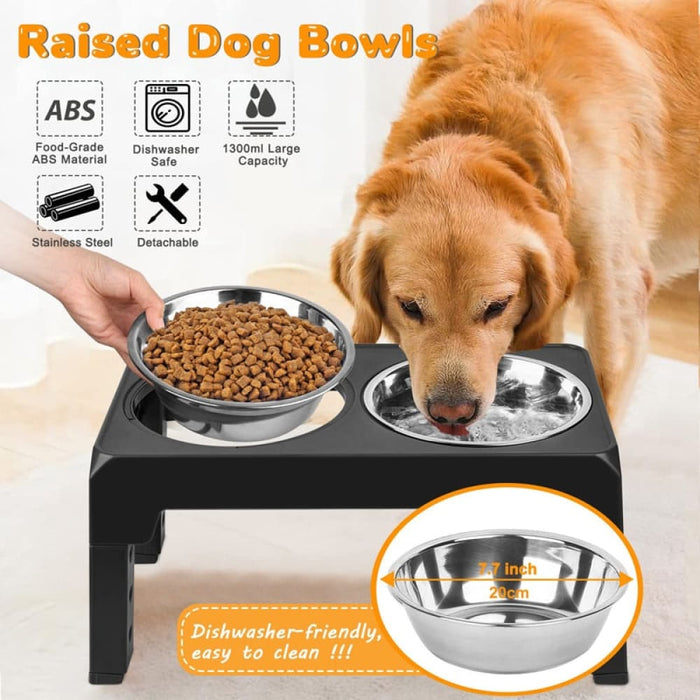 4 Height Adjustable Non-slip Pet Food Water Bowl for Small