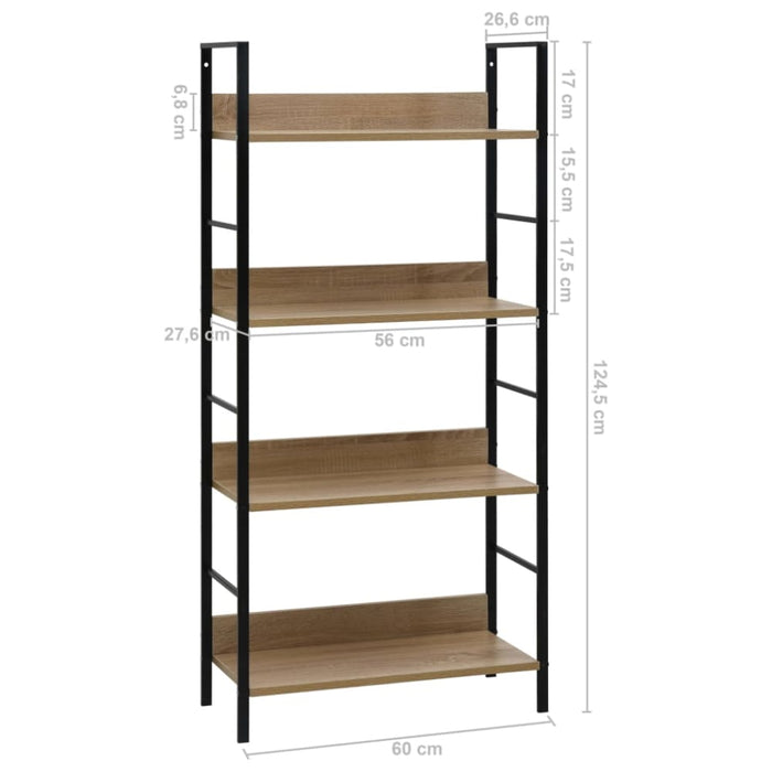 4-layer Book Shelf Oak 60x27.6x124.5 Cm Engineered Wood
