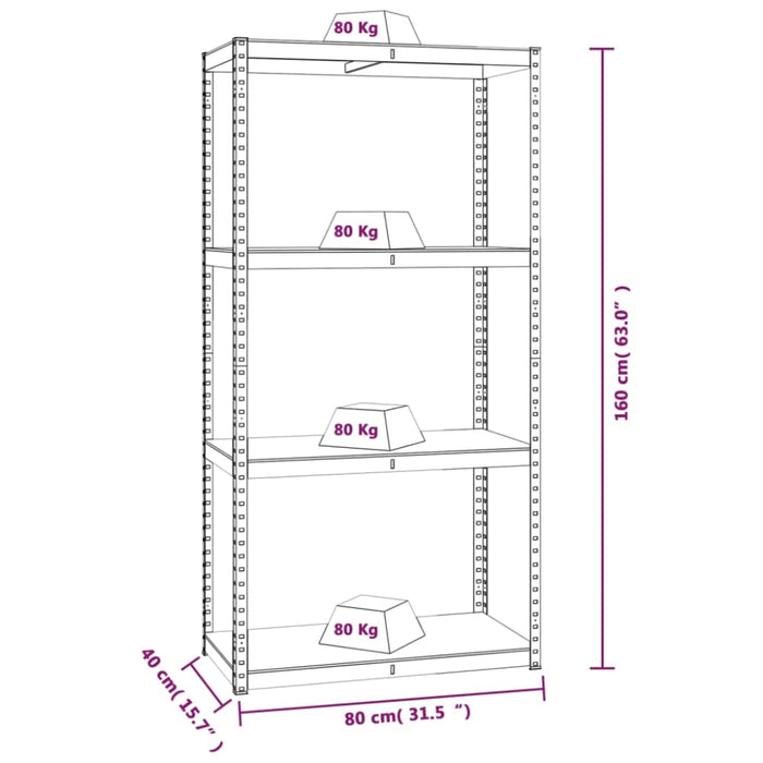 4-layer Shelves 4 Pcs Anthracite Steel&engineered Wood