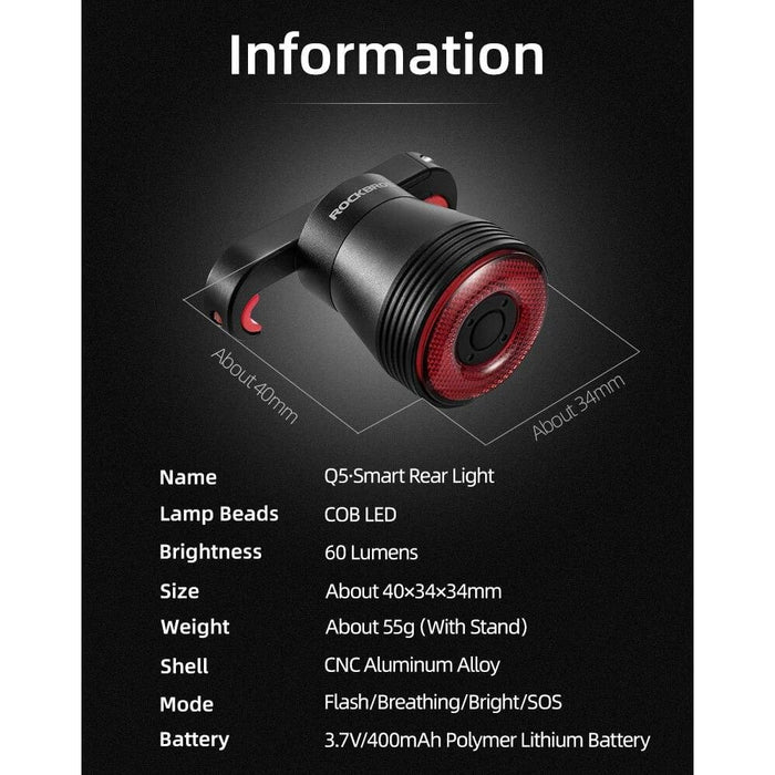 4 Modes Usb Charging 400mah Q5 Brake Sensing Light