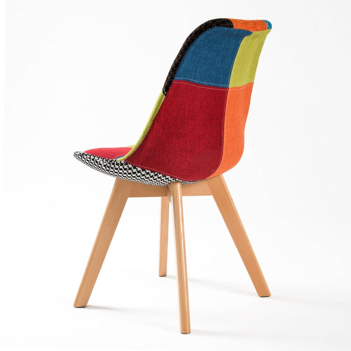 4 Set Multi Colour Retro Dining Cafe Chair Padded Seat
