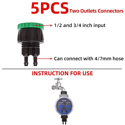 4 7mm Two Outlets Connectors Tool Watering Set for Garden