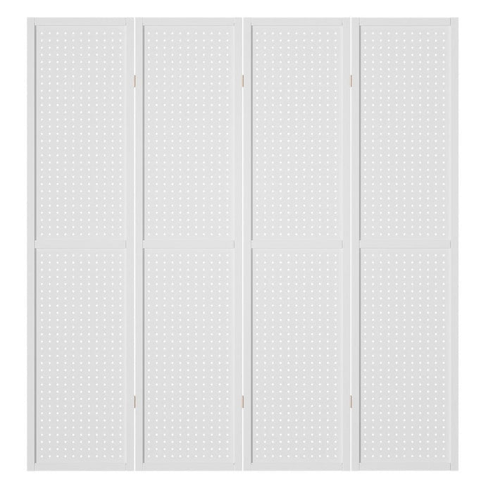 4 Panel Room Divider Screen 164x170cm Pegboard White