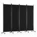 4 Panel Room Divider Screen 217cm Wheel Fabric Black