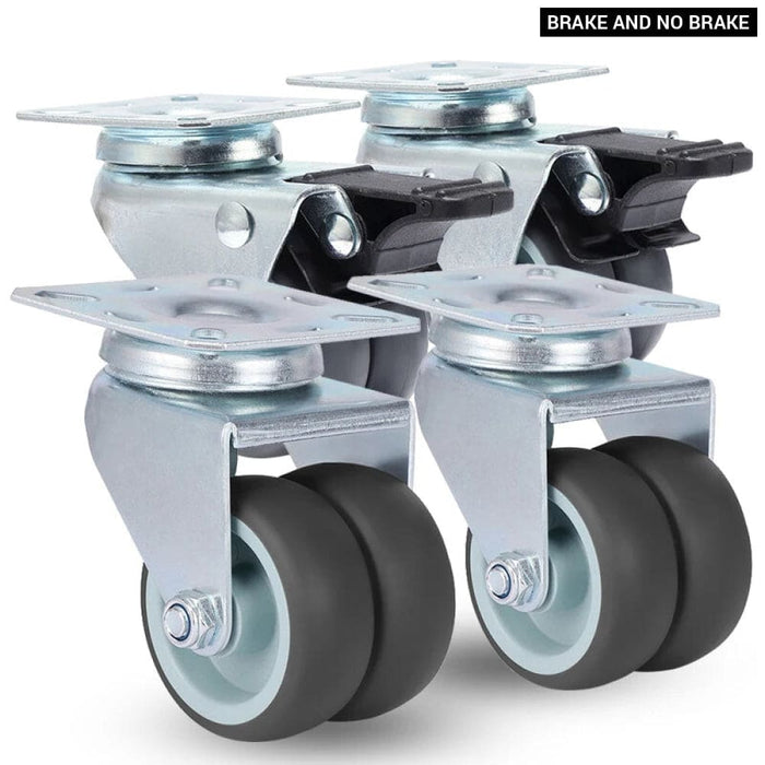 4 Piece 2 Heavy Duty Swivel Rubber Caster Set With Brake